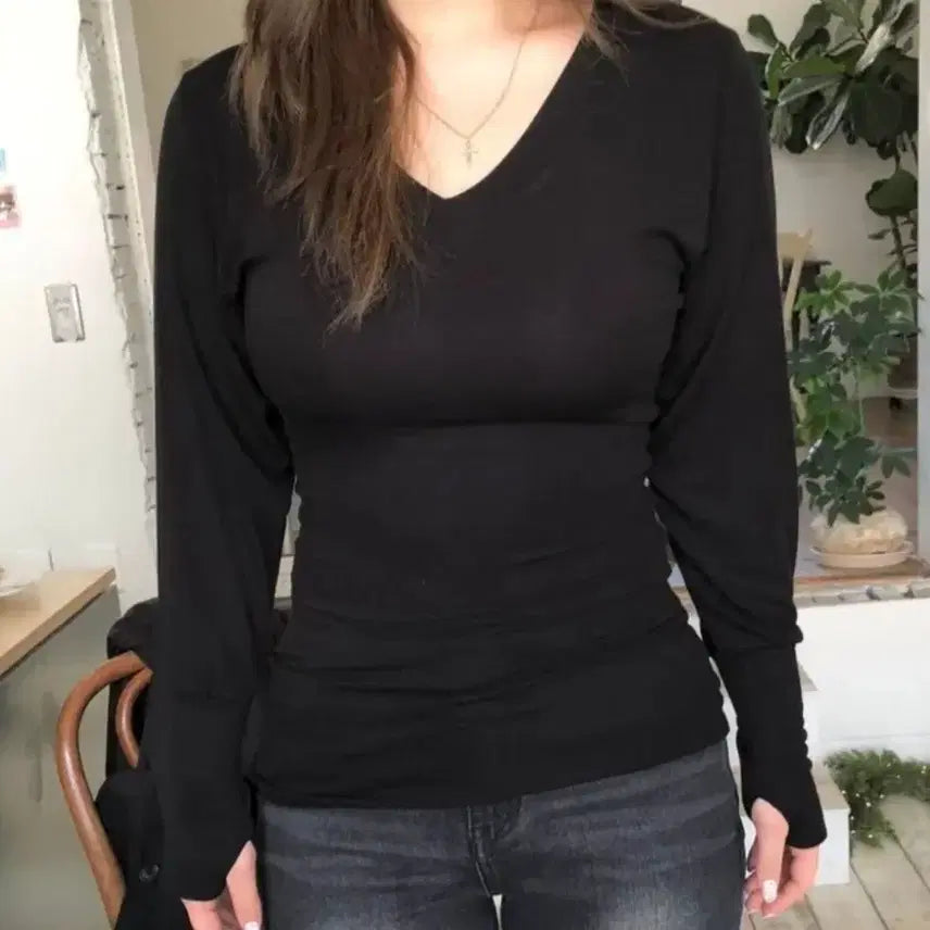 [BUNJANG] DAISY2THEL Batwing Warmer Long Sleeve T-Shirt Black / [새상품] 데이지투엘 가오리 워머 긴팔 티셔츠 블랙