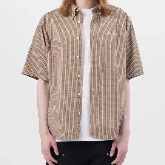 [BUNJANG] Carhartt Groff Check Short Sleeve Shirt Brown (L) / 칼하트 그로프 체크 반팔 셔츠 브라운(L)사이즈
