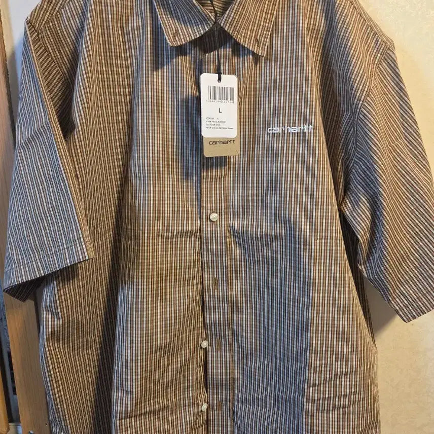 [BUNJANG] Carhartt Groff Check Short Sleeve Shirt Brown (L) / 칼하트 그로프 체크 반팔 셔츠 브라운(L)사이즈
