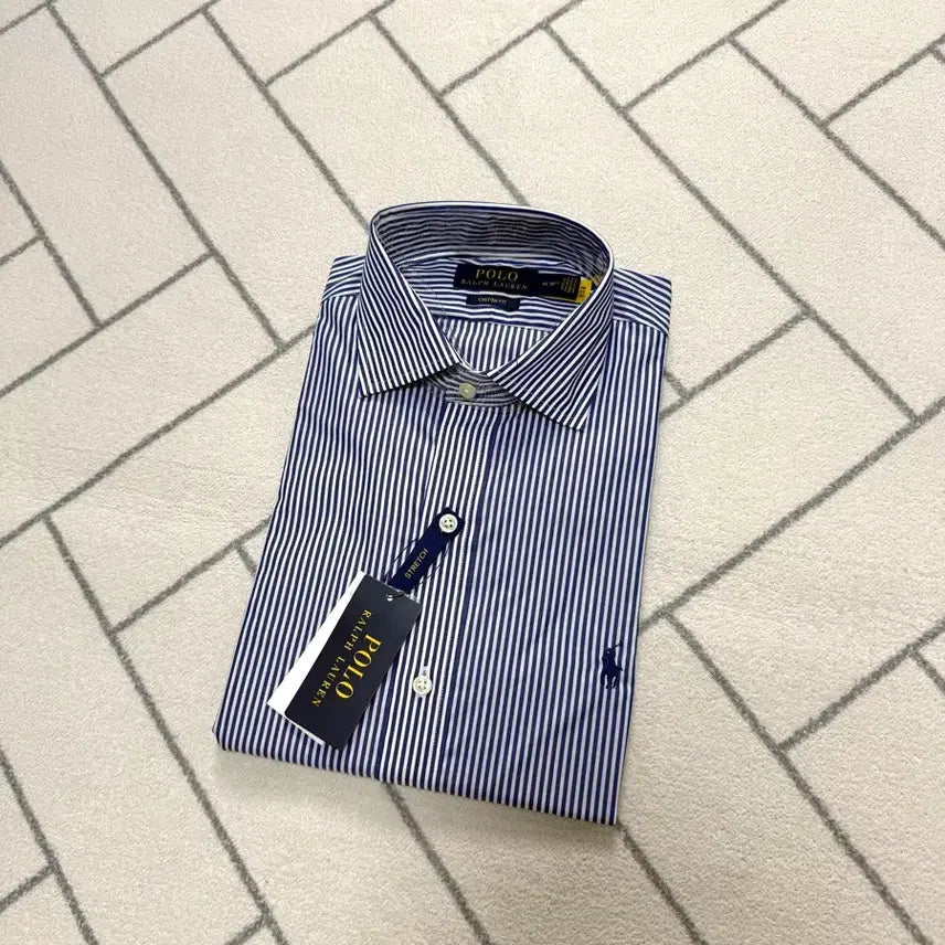[BUNJANG] Polo Custom Fit Striped Stretch Dress Shirt - New with Tags / (새제품/15.5) 폴로 커스텀핏 스트라이프 스트레치 셔츠