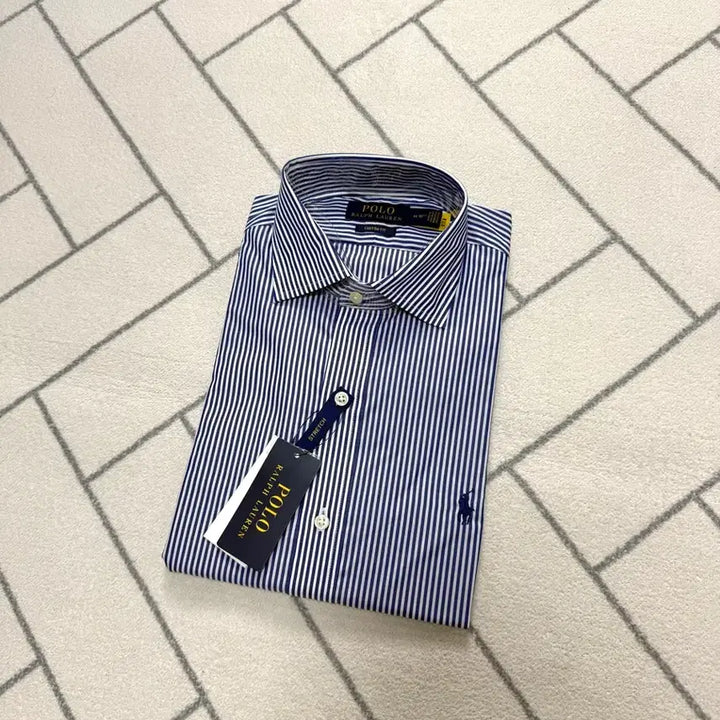 [BUNJANG] Polo Custom Fit Striped Stretch Dress Shirt - New with Tags / (새제품/15.5) 폴로 커스텀핏 스트라이프 스트레치 셔츠