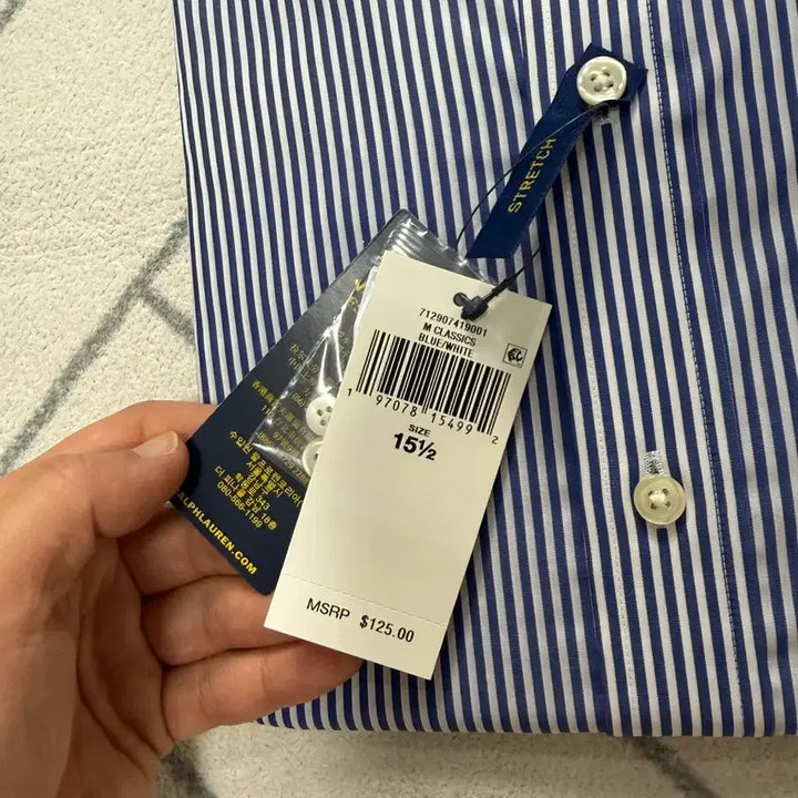 [BUNJANG] Polo Custom Fit Striped Stretch Dress Shirt - New with Tags / (새제품/15.5) 폴로 커스텀핏 스트라이프 스트레치 셔츠