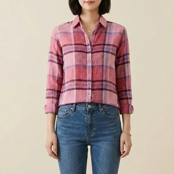 [BUNJANG] Tommy Hilfiger Linen Checkered Shirt Women&