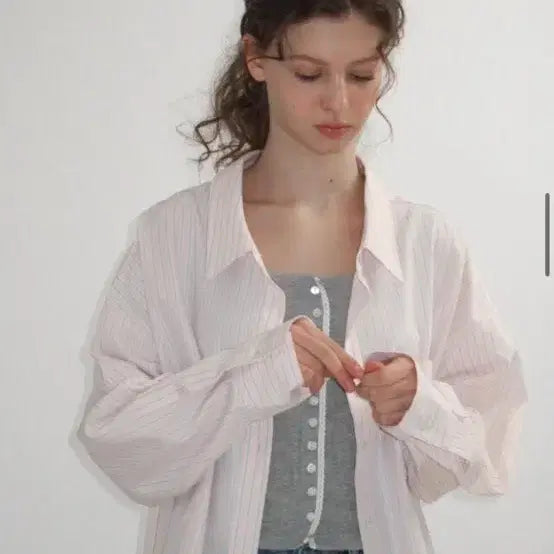 [BUNJANG] Headment Pink Stripe Balanced Shirt / 헤더먼트 Balanced Shirts in Pink Stripe