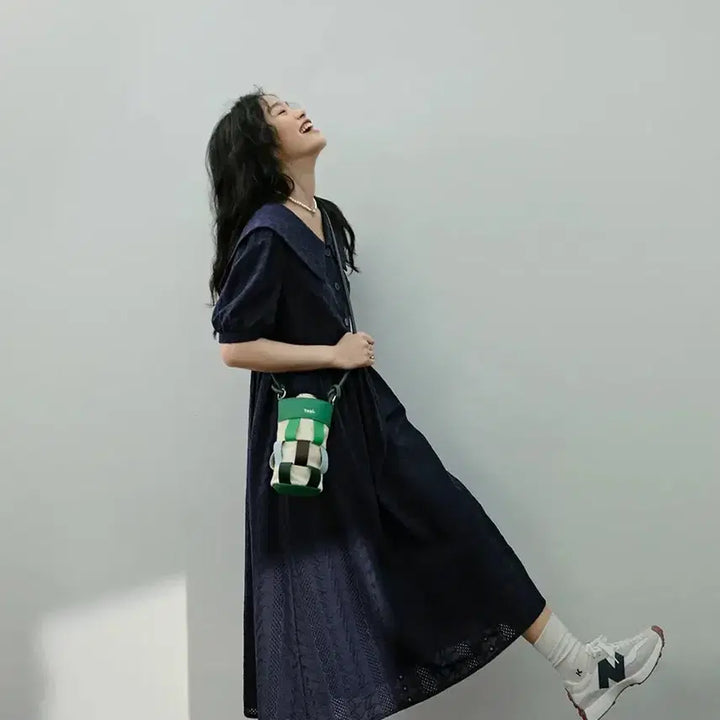[BUNJANG] KUOSE V-neck Puff Sleeves Dress / KUOSE 쿠오세 V-neck Puff Sleeves Dress