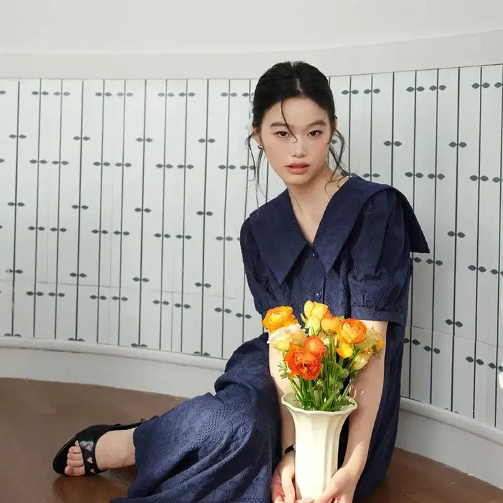 [BUNJANG] KUOSE V-neck Puff Sleeves Dress / KUOSE 쿠오세 V-neck Puff Sleeves Dress