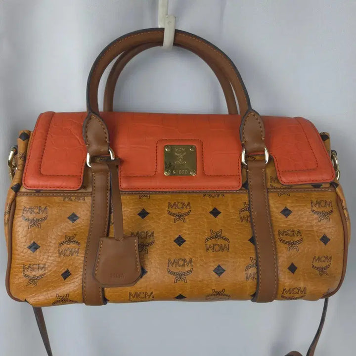 [BUNJANG] MCM Visetos Shoulder Bag Cognac Red Satchel Tote Crossbody / 35x20 MCM 비세토스 숄더백 코냑 레드 사첼백 토트백 크로스백