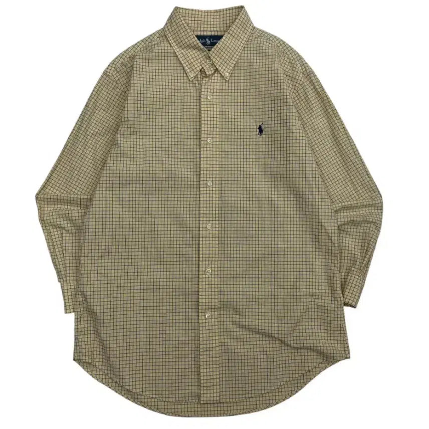 [BUNJANG] Polo Ralph Lauren Navy Pony Yellow Check Shirt / 폴로 랄프로렌 네이비포니 연노랑 체크 셔츠