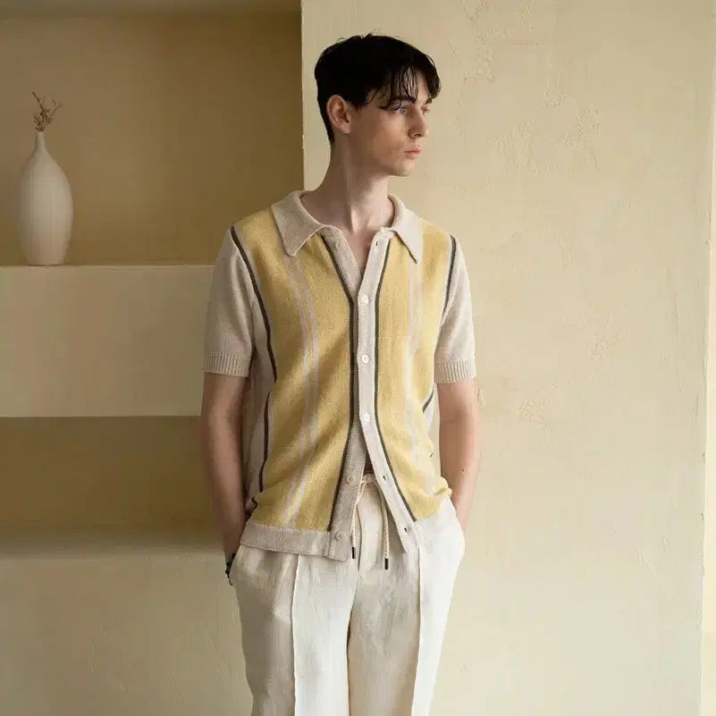 [BUNJANG] Pinomare Sanremo Knit Shirt Yellow / 피노마레 산 레모 니트 셔츠 옐로우 M