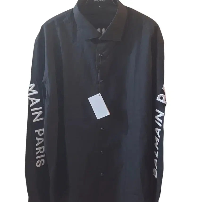 [BUNJANG] Balmain Big Logo Embroidery Cotton Shirt Black XL / [하이엔드_당일배송]발망 빅로고 자수 블랙 셔츠 XL