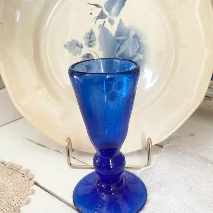 [BUNJANG] French Antique Cobalt Blue Handmade Glass / 프랑스 앤틱 유리잔