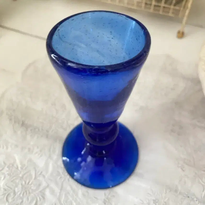 [BUNJANG] French Antique Cobalt Blue Handmade Glass / 프랑스 앤틱 유리잔