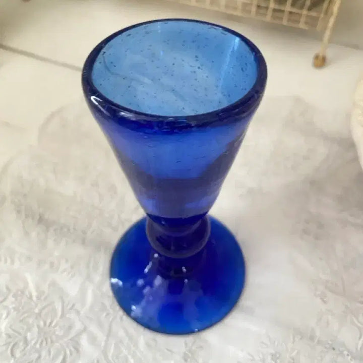 [BUNJANG] French Antique Cobalt Blue Handmade Glass / 프랑스 앤틱 유리잔