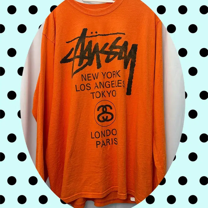 [BUNJANG] Stussy Orange Long Sleeve T-Shirt / 스투시 오렌지색 긴팔 티셔츠
