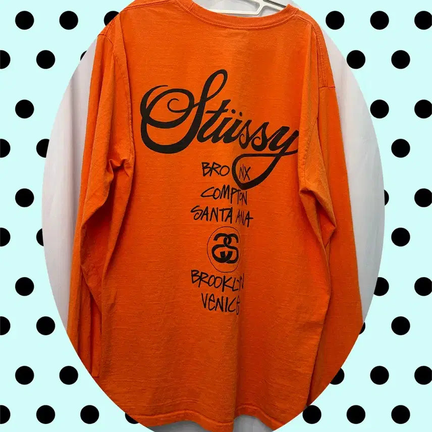 [BUNJANG] Stussy Orange Long Sleeve T-Shirt / 스투시 오렌지색 긴팔 티셔츠