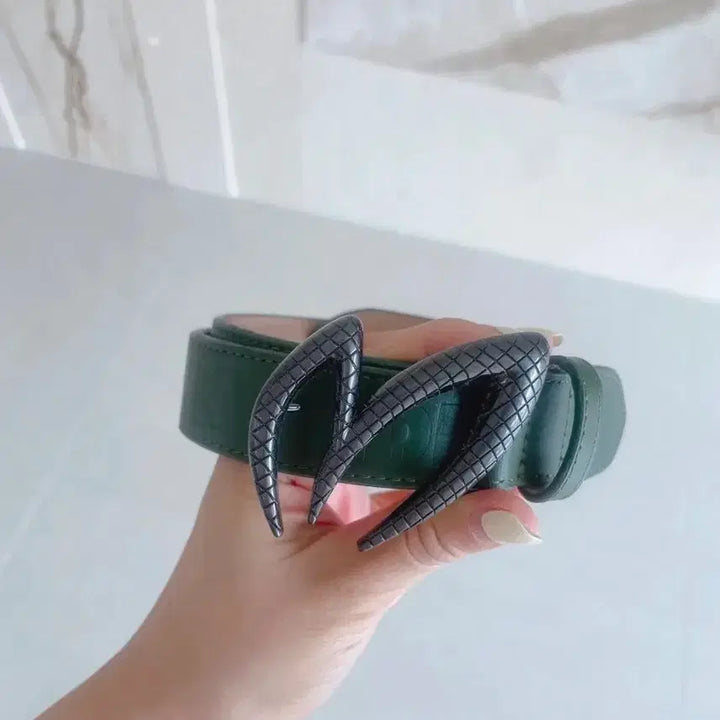 [BUNJANG] Master Bunny Green Leather Belt M Buckle / 마스터바니 그린 레더 벨트 M 버클