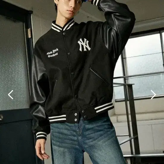 [BUNJANG] MLB New York Yankees Black Baseball Jacket M / 일본 MLB 뉴욕 양키스 블랙 야구 점퍼 M