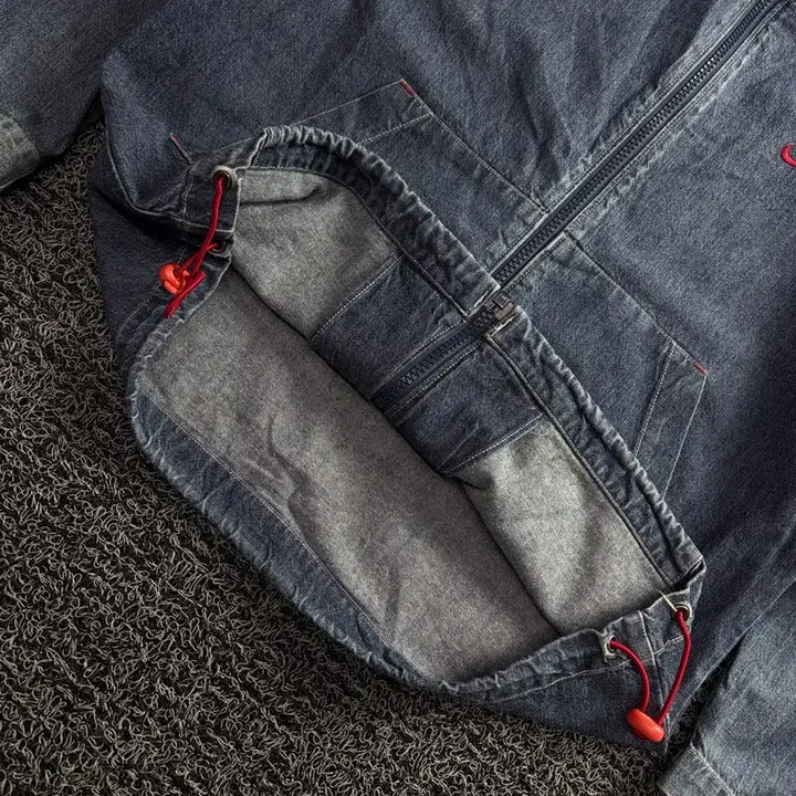 [BUNJANG] Nike Old School Big Logo Denim Track Jacket / 나이키 올드스쿨 빅로고 데님 트랙 자켓 4409