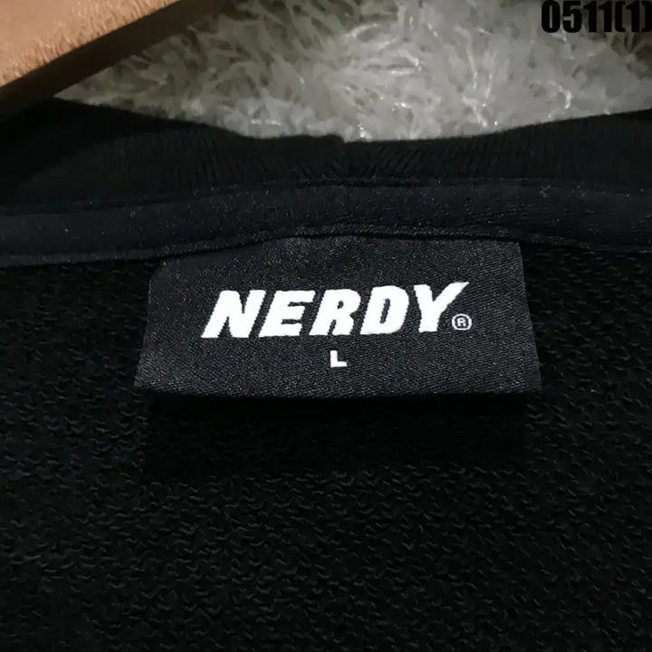 [BUNJANG] NERDY Black Track Hoodie Zip-up L / 널디 블랙 트랙 후드집업 L