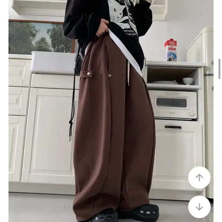 [BUNJANG] Brown Wide Fit Cotton Pants / 갈색 와이드팬츠 팝니다