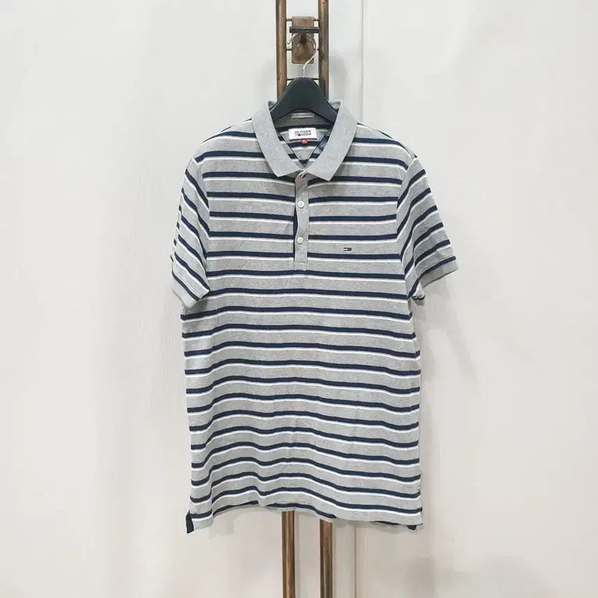 [BUNJANG] Tommy Hilfiger Denim Striped Short Sleeve Polo Shirt / (JJ30130)타미힐피거데님 반팔 피케 티셔츠 100