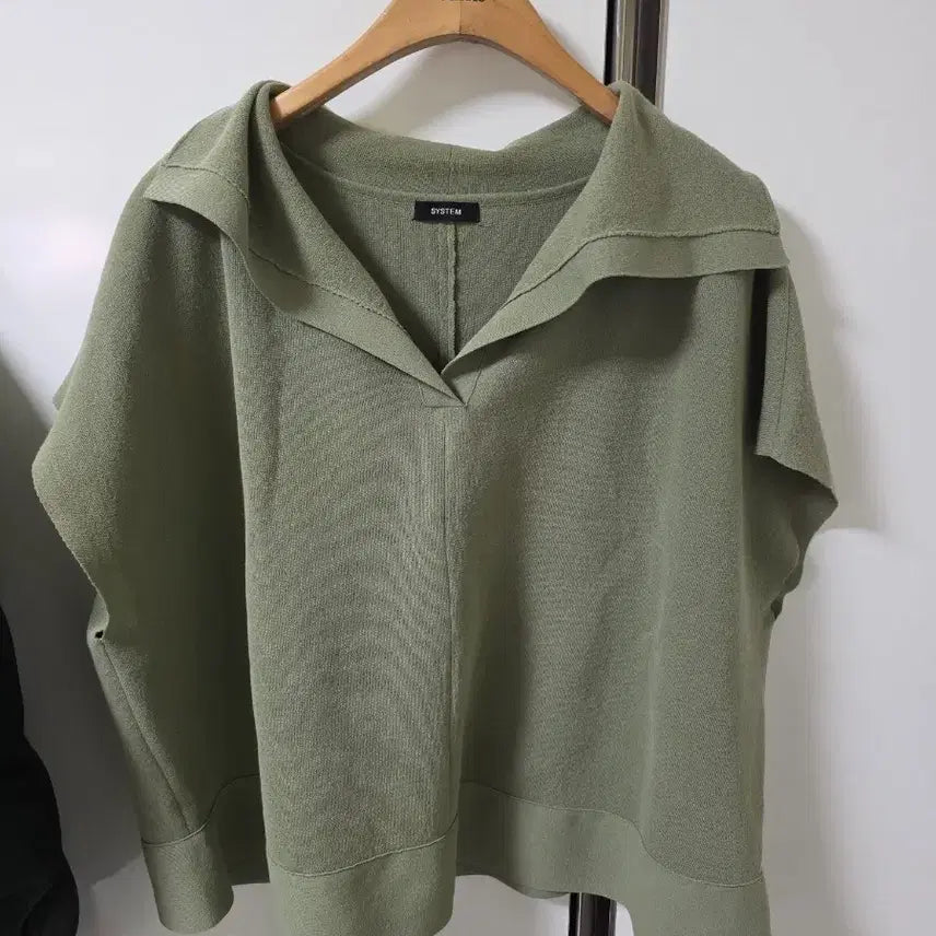 [BUNJANG] SYSTEM Collar Neck Short Sleeve Knit Green / SYSTEM 카라넥 반팔 니트 그린