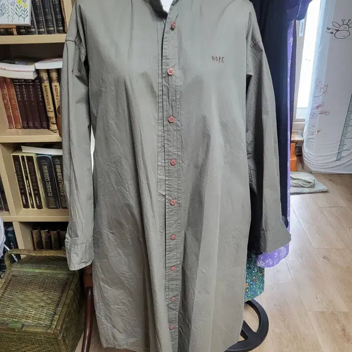 [BUNJANG] Khaki Long Shirt Dress / 카키색 롱셔츠원피스