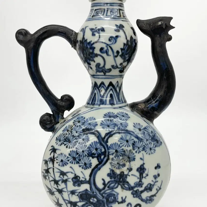 [BUNJANG] White Porcelain Blue and White Pine and Bamboo Motif Ewer / 백자청화송죽문주전자