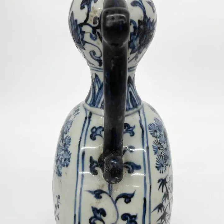 [BUNJANG] White Porcelain Blue and White Pine and Bamboo Motif Ewer / 백자청화송죽문주전자