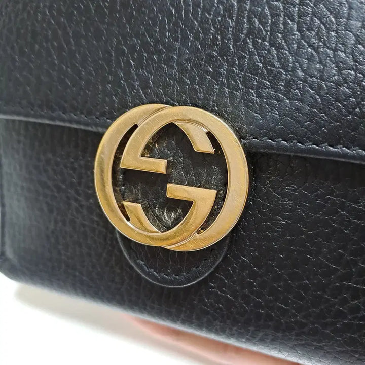 [BUNJANG] Gucci Interlocking Leather Flap Wallet Black / [100%/정품] 구찌 인터로킹 가죽 플랩 지갑 블랙