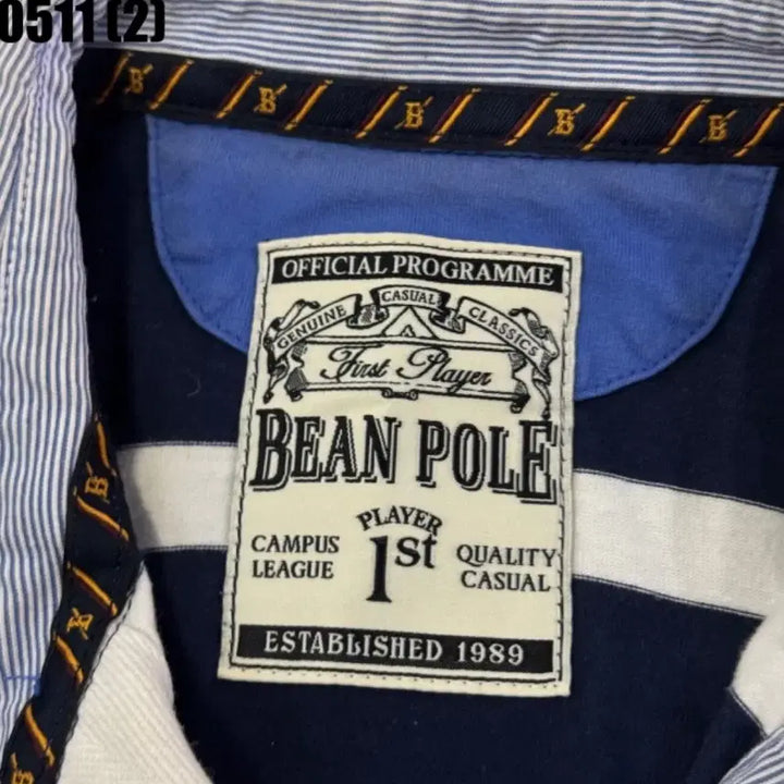 [BUNJANG] Beanpole Navy Stripe Short-Sleeve Polo Shirt / 빈폴 네이비 스트라이프 반팔 카라티