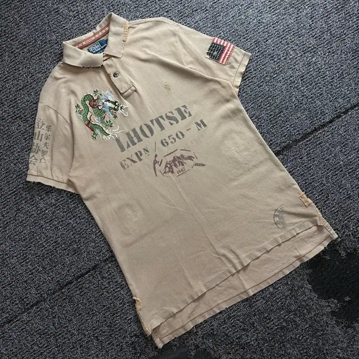 [BUNJANG] Polo Ralph Lauren Embroidery Oriental PK Shirt / 폴로 랄프로렌 엠보더리 오리엔탈 피케이 셔츠 4413