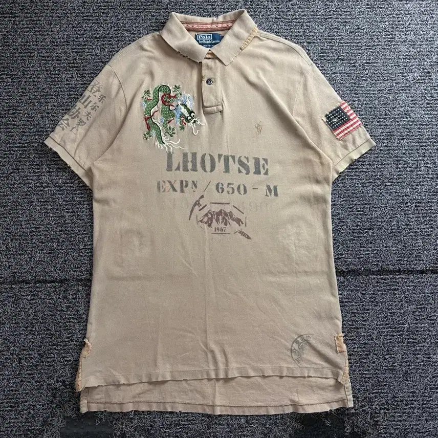 [BUNJANG] Polo Ralph Lauren Embroidery Oriental PK Shirt / 폴로 랄프로렌 엠보더리 오리엔탈 피케이 셔츠 4413