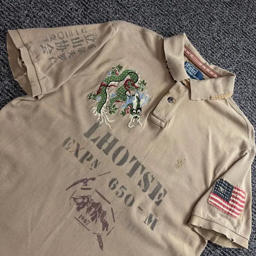 [BUNJANG] Polo Ralph Lauren Embroidery Oriental PK Shirt / 폴로 랄프로렌 엠보더리 오리엔탈 피케이 셔츠 4413