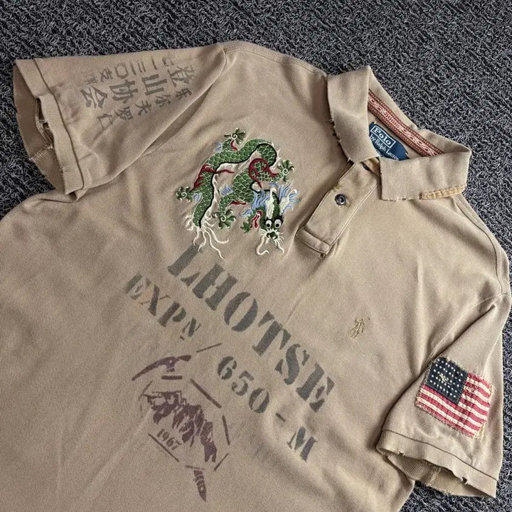 [BUNJANG] Polo Ralph Lauren Embroidery Oriental PK Shirt / 폴로 랄프로렌 엠보더리 오리엔탈 피케이 셔츠 4413