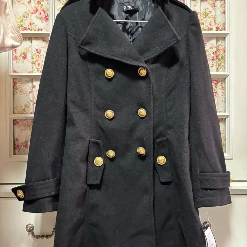 [BUNJANG] Black Coat with Gold Buttons / [새상품] 금장 단추 블랙 코트