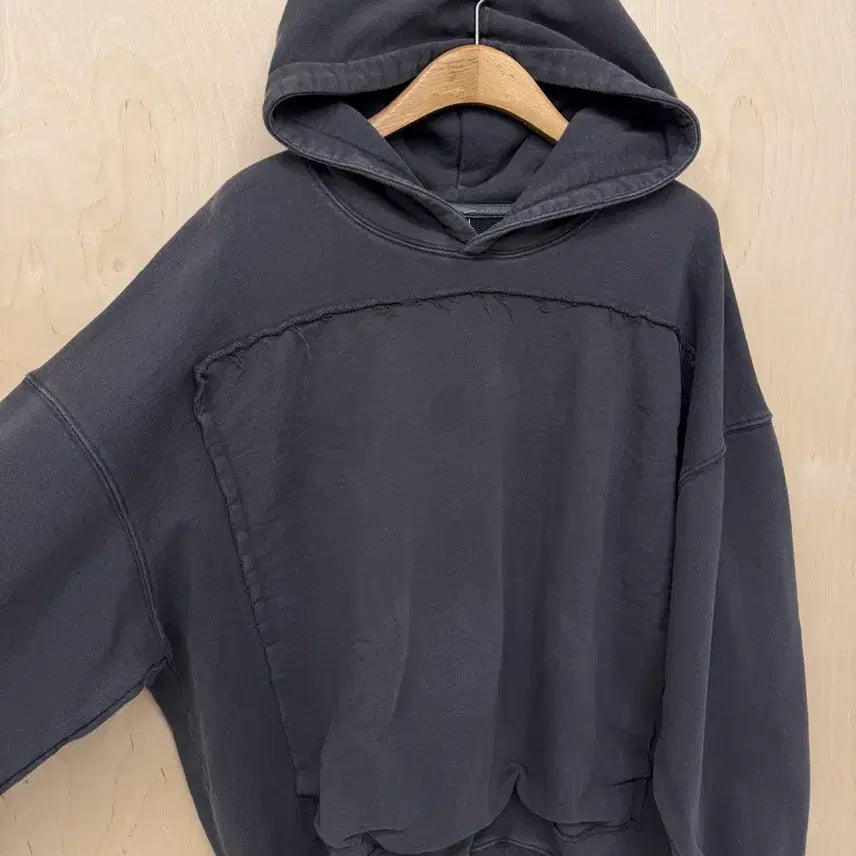 [BUNJANG] PARTIMENTO Pigment Layered Hoodie Charcoal / PARTIMENTO 피그먼트 레이어드 후드티 차콜