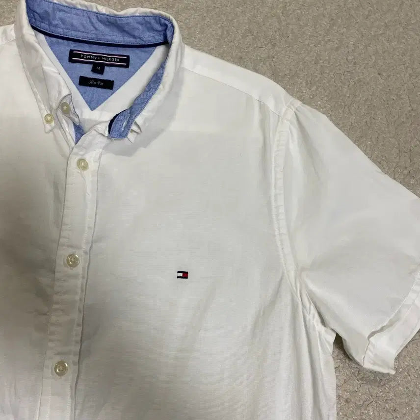 [BUNJANG] Tommy Hilfiger White Slim Fit T-Shirt M / 타미힐피거 반팔 셔츠 화이트 슬림핏 m