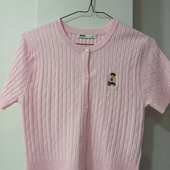 [BUNJANG] SPAO Pink Short Sleeve Knit Cardigan / 스파오 핑크 반팔 니트 가디건