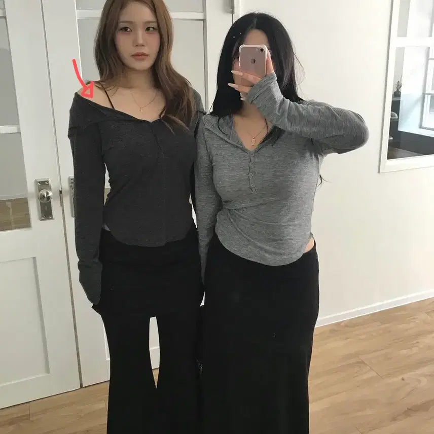 [BUNJANG] Daisy2el Spandex Hooded Button Hoodie Charcoal / [새상품] 데이지투엘 스판 후드 단추 후드 차콜