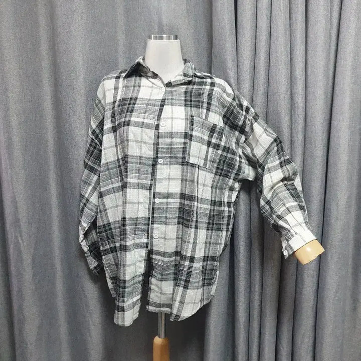 [BUNJANG] Linen Check Oversized Shirt / 린넨체크 오버 남방