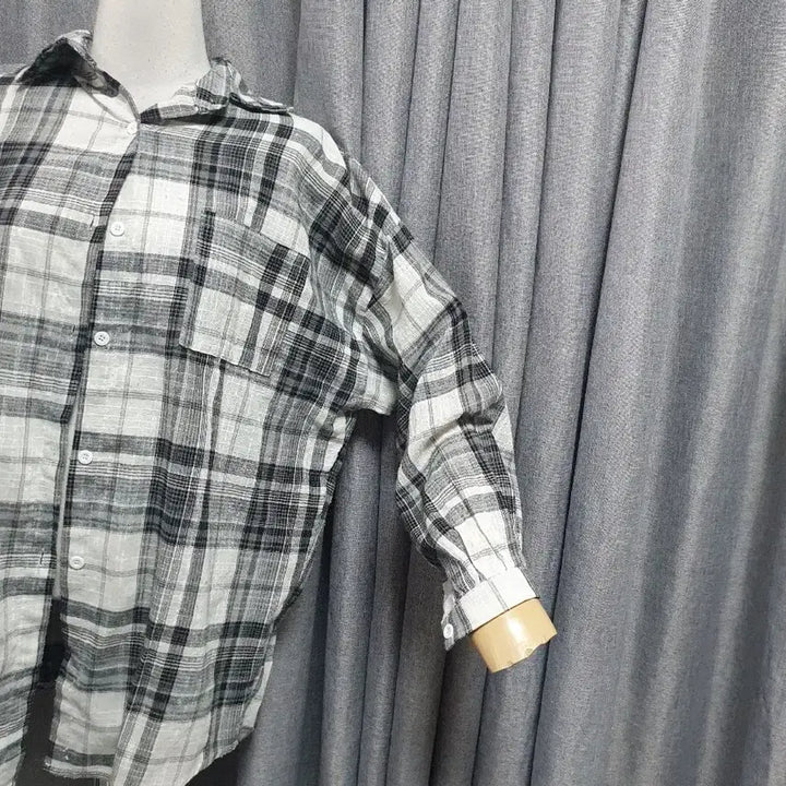 [BUNJANG] Linen Check Oversized Shirt / 린넨체크 오버 남방