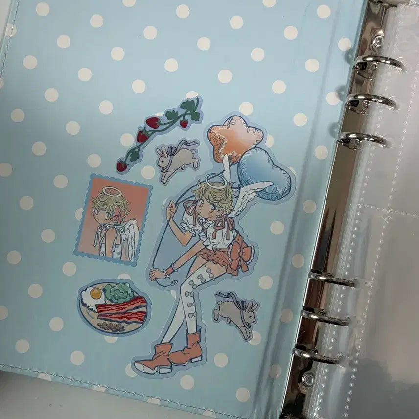 [BUNJANG] A5 Macaron Dot Binder with 30 Double-Sided Sleeves / A5 마카롱 도트 바인더 (양면속지 30장)