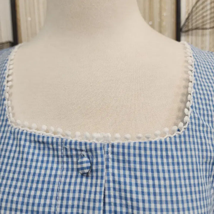 [BUNJANG] Nine9 Step Blue Check Puff Blouse / nine9 step     블루 체크 퍼프 블라우스 55~66가능