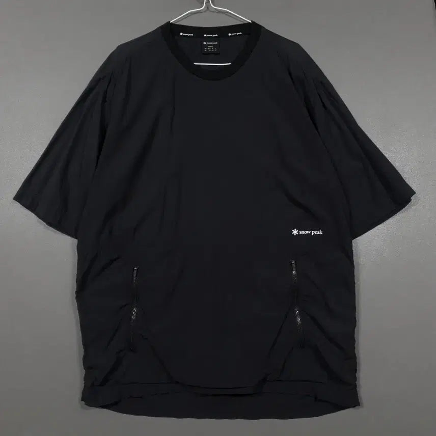 [BUNJANG] Snow Peak Synthech Light Zip Pocket Short Sleeve T-Shirt Black L / L (100) 스노우피크 씬테크 라이트 지퍼 포켓 우븐 반팔티 블랙