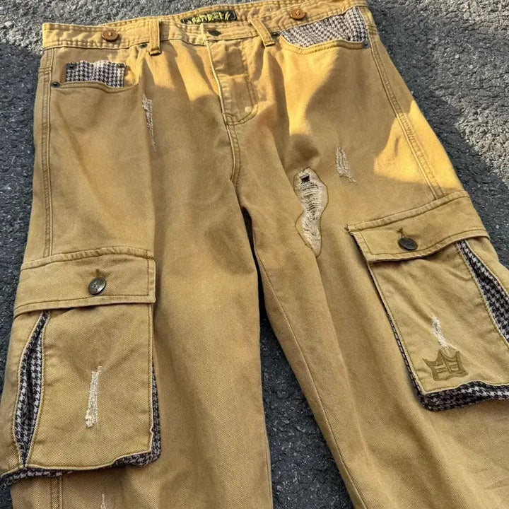 [BUNJANG] Fatback Camel Damage Cargo Pants / Fatback 카멜 데미지 카고팬츠