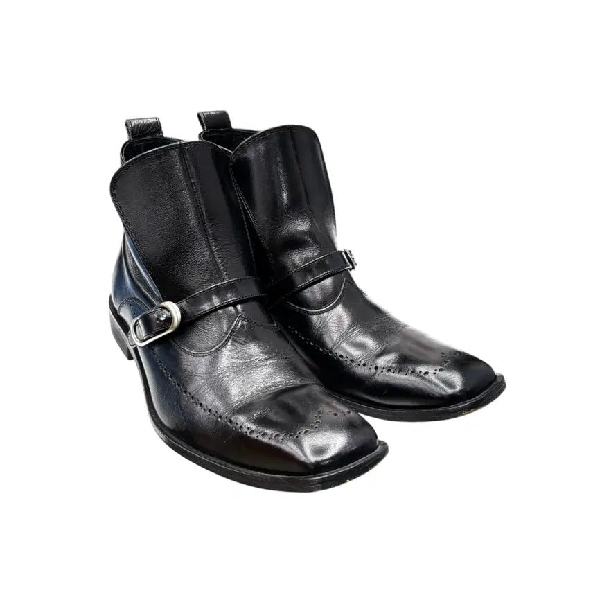 [BUNJANG] ABAHOUSE Square Toe Dot Detail Leather Boots (250mm) / 아바하우스 부츠 250mm
