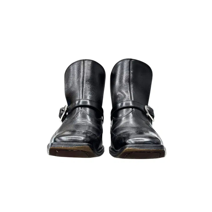 [BUNJANG] ABAHOUSE Square Toe Dot Detail Leather Boots (250mm) / 아바하우스 부츠 250mm