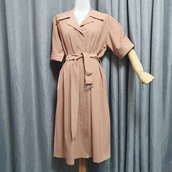 [BUNJANG] Pink Stretch Zip-Up Dress / 핑크 스트레치 집업고급 원피스