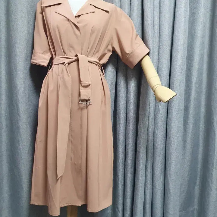 [BUNJANG] Pink Stretch Zip-Up Dress / 핑크 스트레치 집업고급 원피스